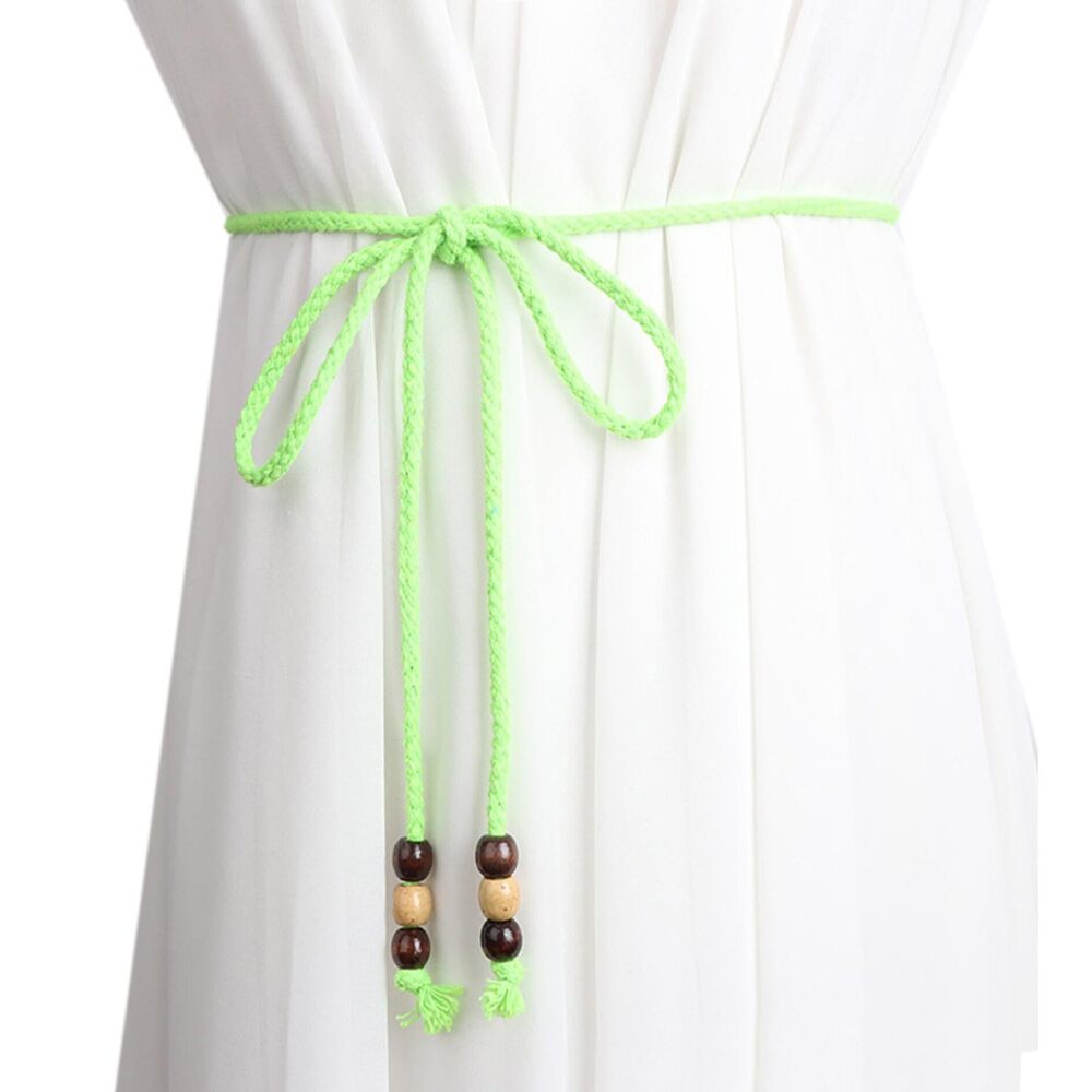 6793 Women Girls Boho Weave Cotton Braided Waist Tie Belt Wrap Cloth Belts
